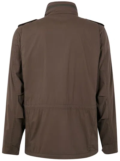 Aspesi Military-inspired Utility Jacket With Adjustable Hood In Brown