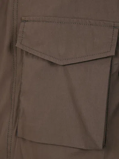 Aspesi Military-inspired Utility Jacket With Adjustable Hood In Brown