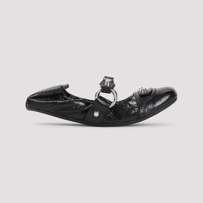 Balenciaga City Nappa Leather Ballet Flats In Black