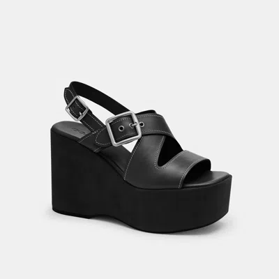 Coach Archival Buckle Wedge In Black