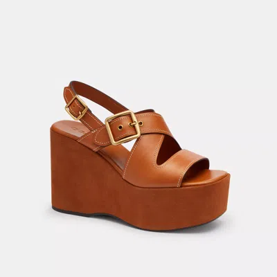 Coach Archival Buckle Wedge In Brown