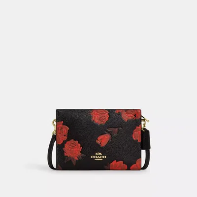 Coach Slim Crossbody Bag With Floral Print In Red