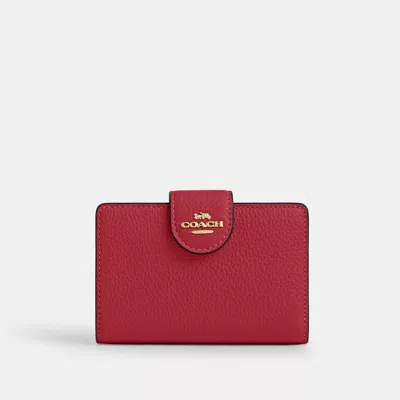 Coach Medium Corner Zip Wallet In Red
