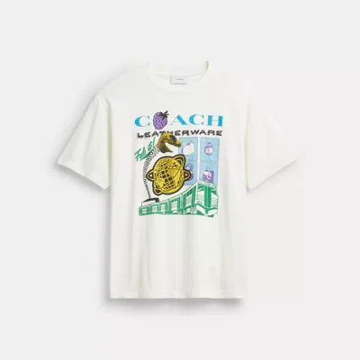 Coach Collage Train Relaxed T-shirt In Organic Cotton In White