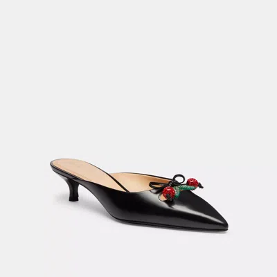 Coach Mule With Cherries In Black