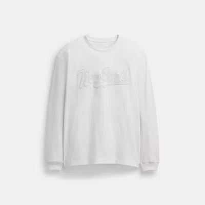 Coach New York Long Sleeve T-shirt In Organic Cotton In White
