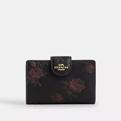 Coach Medium Corner Zip Wallet With Floral Print In Multi
