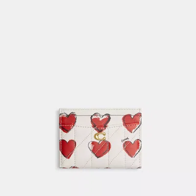 Coach Essential Card Case With Quilting And Heart Print In White