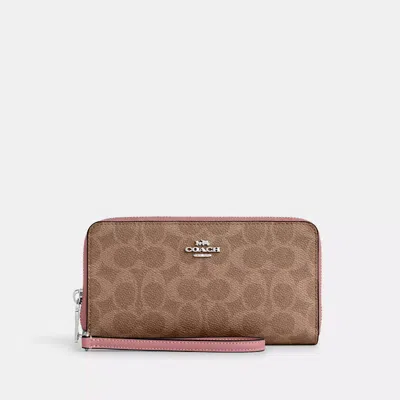 Coach Long Zip Around Wallet With Detachable Card Case In Signature Canvas In Multi