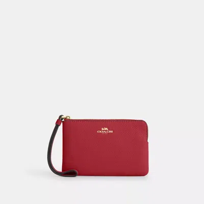 Coach Corner Zip Wristlet In Red