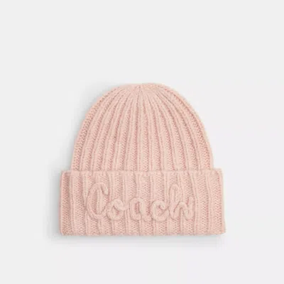 Coach Script Knit Beanie In Pink