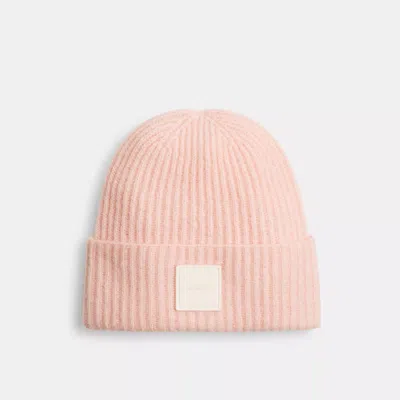 Coach Colorblock Beanie With Rubber Patch In Multi
