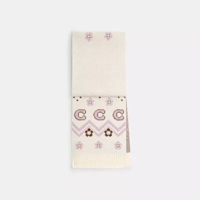 Coach Fair Isle Print Knit Muffler In White