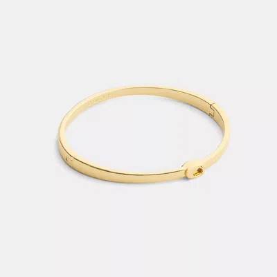 Coach Thin Signature Hinged Bangle In Gold