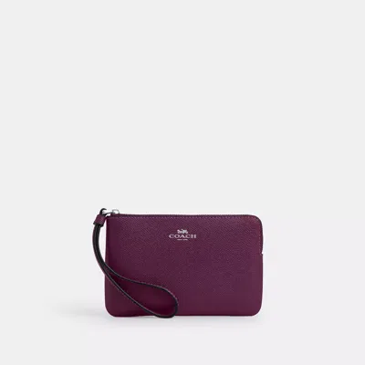 Coach Corner Zip Wristlet In Purple