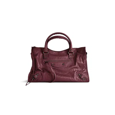 Balenciaga Le City Medium Crinkled Leather Top-handle Bag In Red