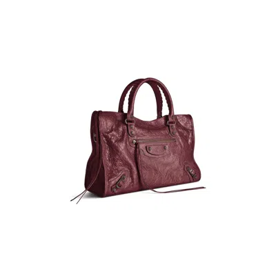 Balenciaga Le City Medium Crinkled Leather Top-handle Bag In Red