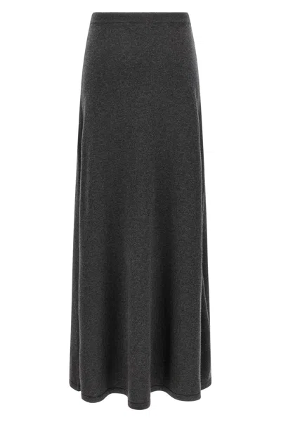 Balenciaga Long Grey Wool Skirt In Black