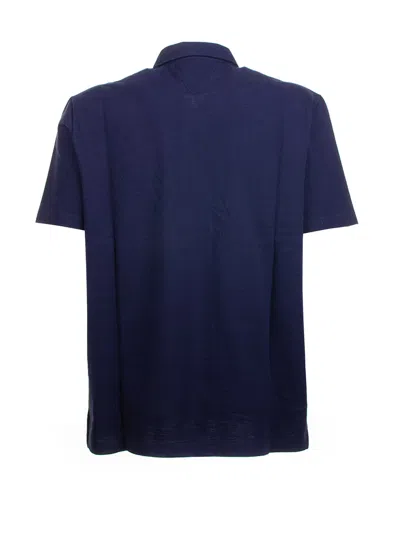 Bottega Veneta Chine Cotton Piquet Polo In Blue