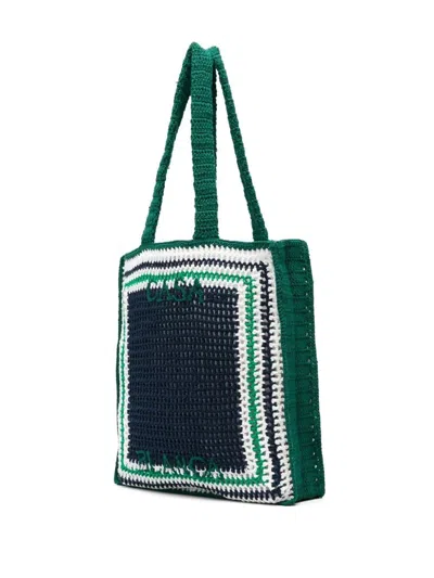 Casablanca Crochet Tote Bag With Two Flat Handles In Green