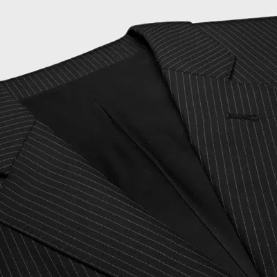 Celine Sorbonne Jacket In Striped Wool In Brown