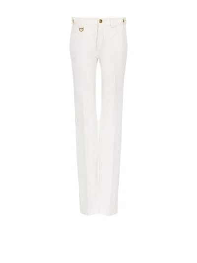 Chloé Bovine And Polyester Blend Trousers In White