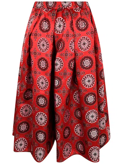 Comme Des Garçons Woman Midi Pleated A-line Skirts In Red