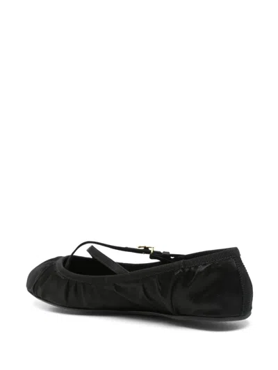 Dolce & Gabbana 5mm Criss Cross Nappa Ballerina Flats In Black