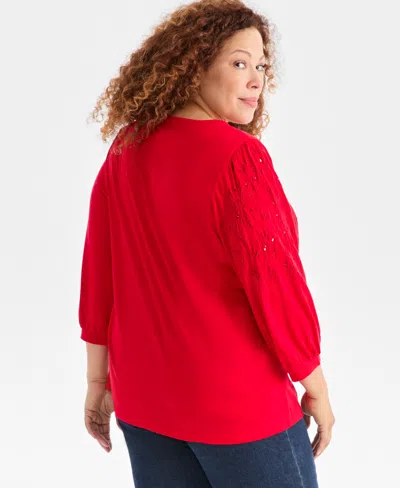 Style & Co Plus Size Embellished Floral Crewneck Top, Macy's Exclusive In Animal Print