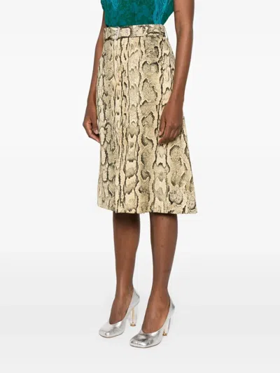 Dries Van Noten Midi Skirt With Belted Waist And Slit In Multi