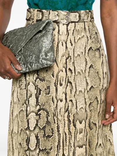 Dries Van Noten Midi Skirt With Belted Waist And Slit In Multi