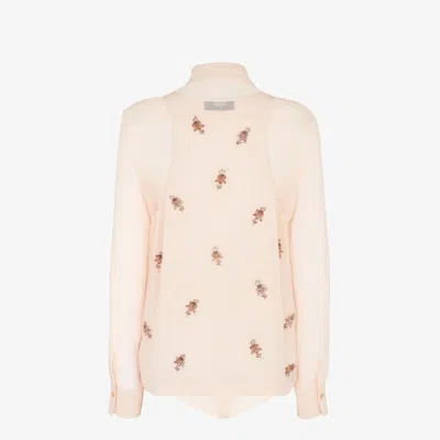 Fendi Women Georgette Top With Rhinestones And Sequins Embroidery In Multi