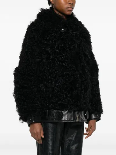 Golden Goose Osanne Jacket Curly Shearling In Black