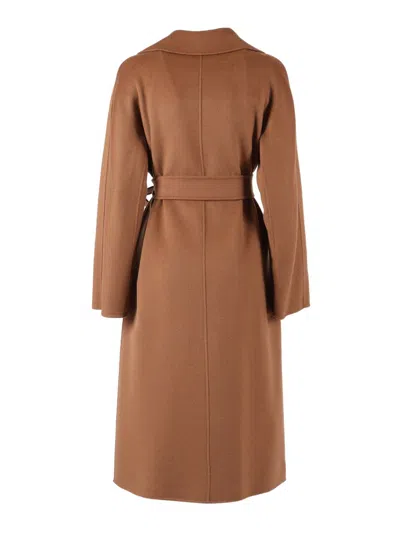 Max Mara Hazelnut Robe Coat In Cashmere Wool And Silk In Brown