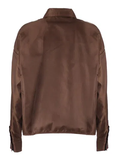 Weekend Max Mara Max Mara Weekend Short Waterproof Twill Jacket In Brown