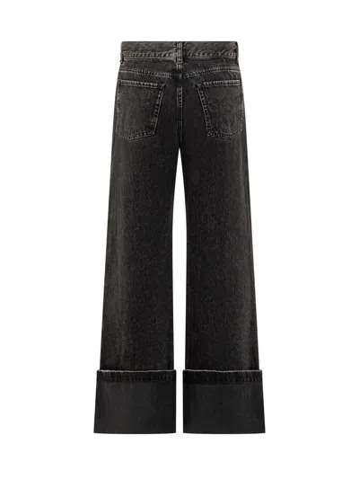 Pinko Wide-leg Jeans In Black Denim In Multi