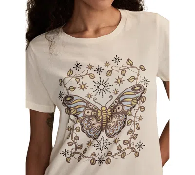 Lucky Brand Stud Embellished Butterfly Cotton Graphic T-shirt In Neutral