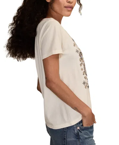 Lucky Brand Stud Embellished Butterfly Cotton Graphic T-shirt In Neutral