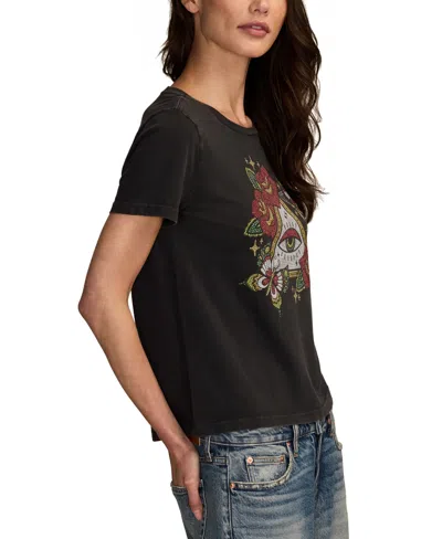 Lucky Brand Women's Tattoo Pyramid Crew Neck T-shirt In Black