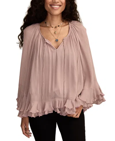 Lucky Brand Ruffle Chiffon Trapeze Top In Neutral