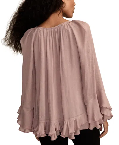 Lucky Brand Ruffle Chiffon Trapeze Top In Neutral