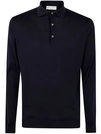 Filippo De Laurentiis Long Sleeves Polo Shirt In Black