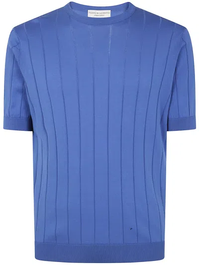 Filippo De Laurentiis Short Sleeves Round Neck Sweater In Blue