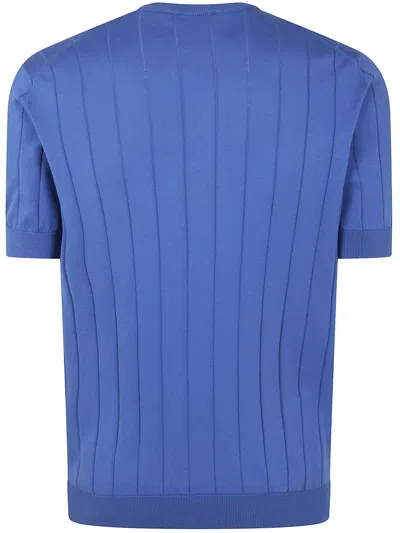 Filippo De Laurentiis Short Sleeves Round Neck Sweater In Blue