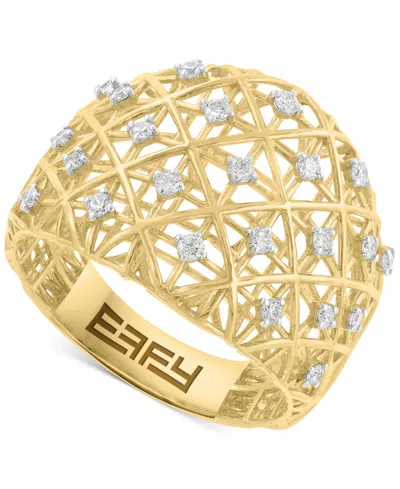Effy Collection Effy Diamond Lattice Openwork Statement Ring (1/4 Ct. T.w.) In 14k Gold In Gold