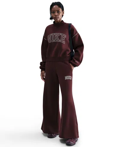 Nike Women's  Sportswear Phoenix Fleece Wide-leg Sweatpants In Brown