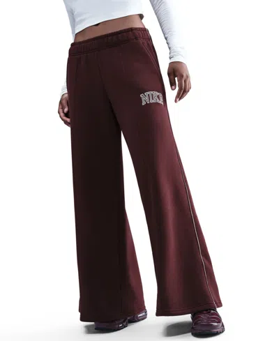 Nike Women's  Sportswear Phoenix Fleece Wide-leg Sweatpants In Brown