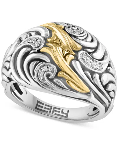 Effy Collection Diamond Ring (1/20 Ct. T.w.) In Sterling Silver And 14k Yellow Gold In Silver