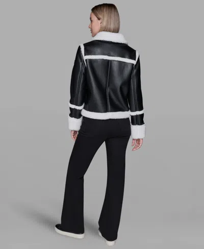 Karl Lagerfeld Women's Collared Fuzzy Jacket In Animal Print