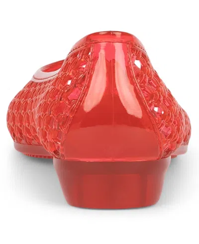 Jeffrey Campbell Women's Bestie Caged Ballet Jelly Flats In Red